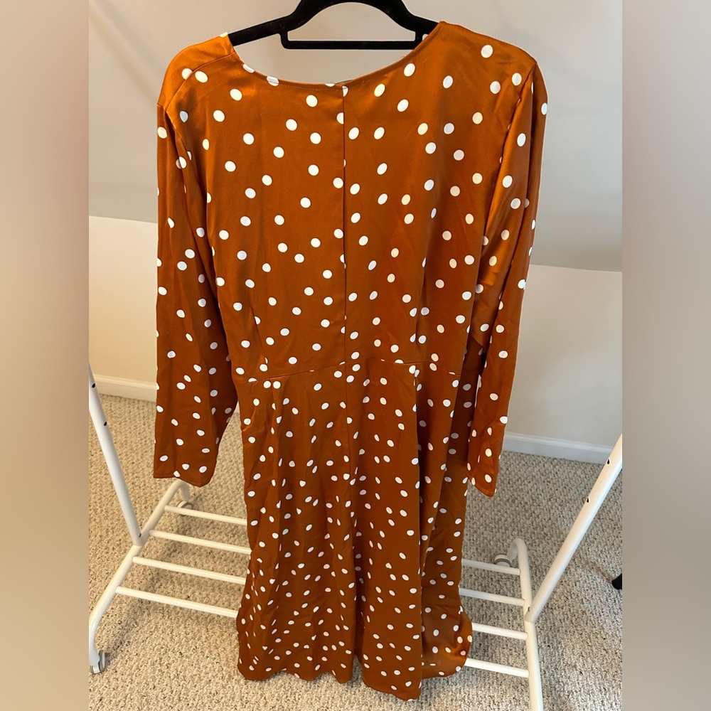 NWT Satin Polka Dot Wrap Dress - Picture 7 of 7